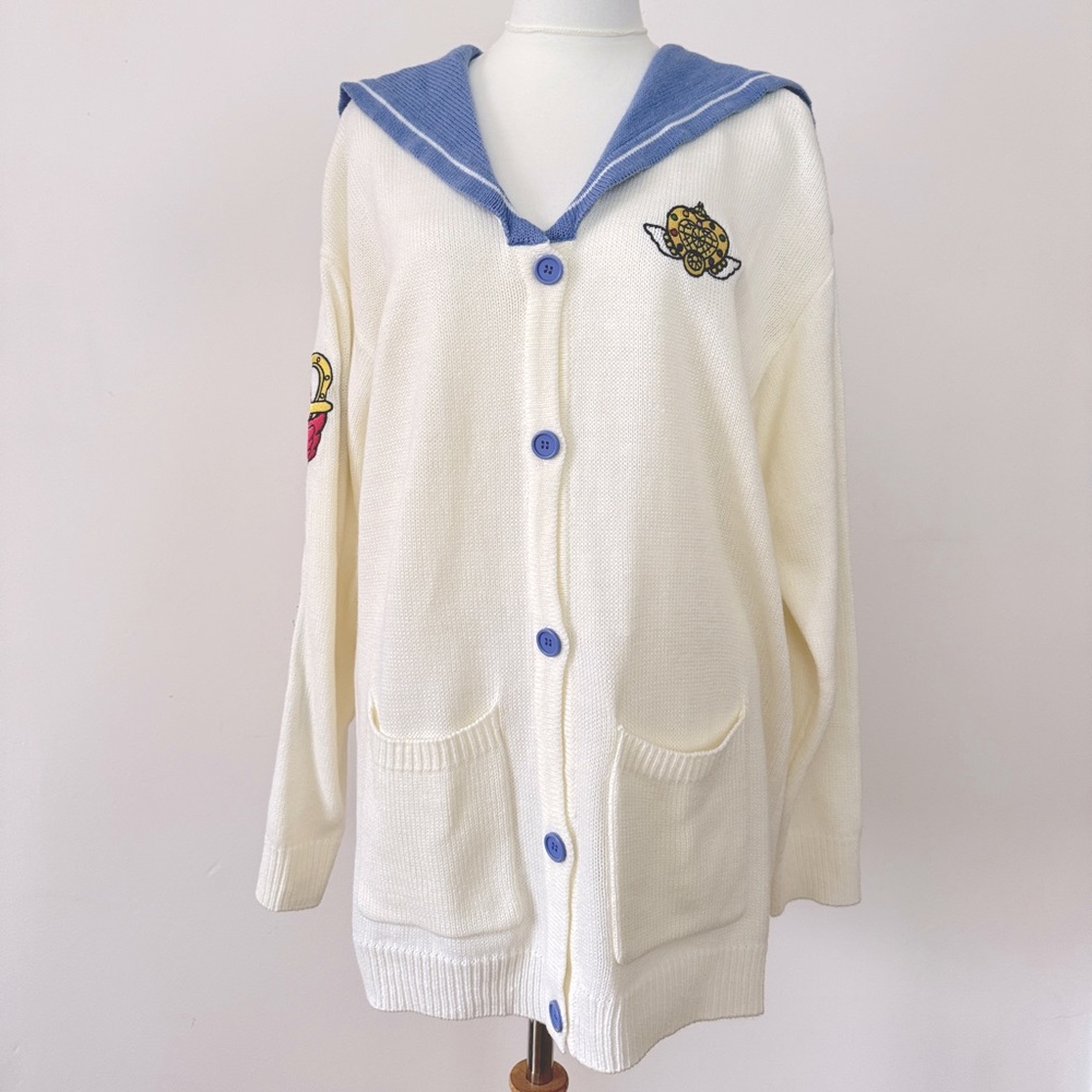 NWT White Sailor Moon Embroidered Cardigan